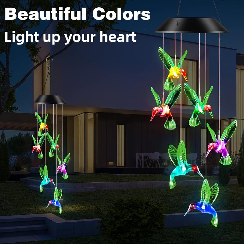 DesGully Gifts for Mom from Daughter Son Husband LED Solar Hummingbird Wind Chimes Indoor Outside Best Gifts for Mothers Day Birthday Grandma Women Who has Everything Outdoor Decor,Yard Decorations - Image 3